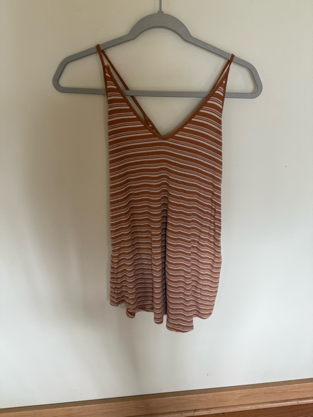 Forever 21 Rust and White Striped V-Neck Cami